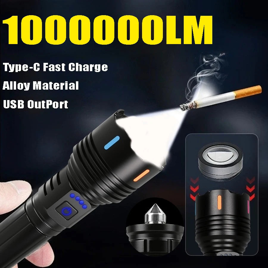 KDULIT Rechargeable LED Tactical Flashlight – Zoom & Window Breaker