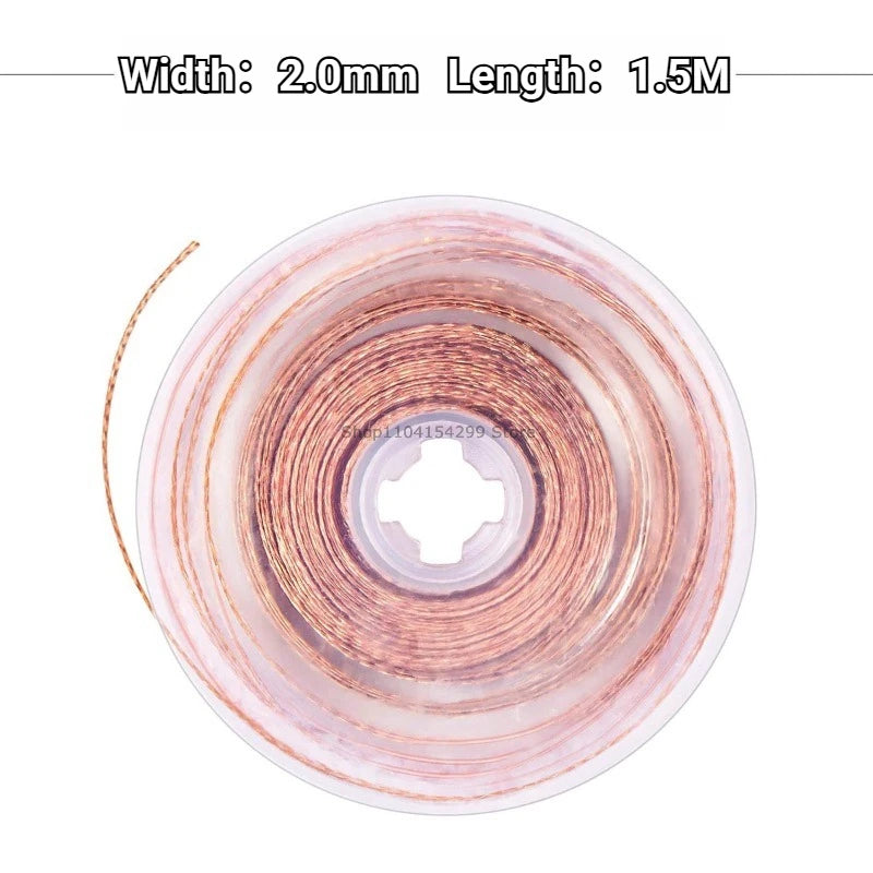 1.5/3.0M Copper Welding Wire Desoldering Mesh Braid Tape Welding Point Solder Soldering Tool of Electronic PCB Circuit Board Zpaxo 2mmx1.5M