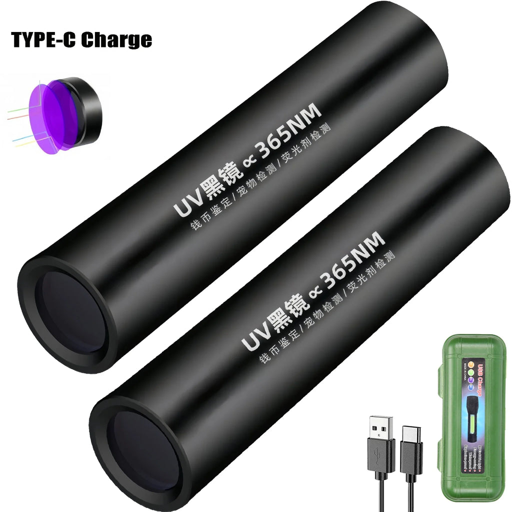 365nm UV Blacklight Flashlight – USB Rechargeable Torch UV Blacklight Flashlight Zpaxo 2PCS