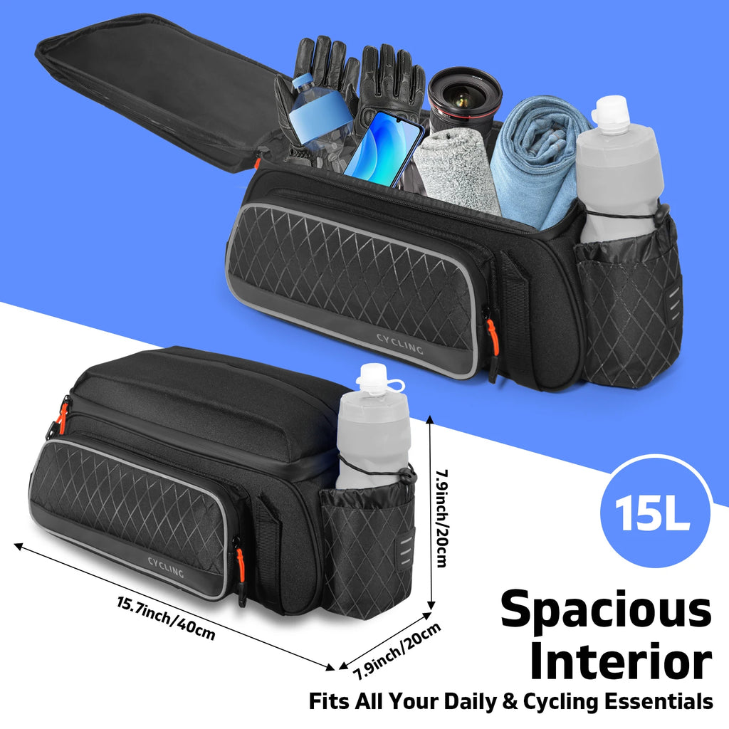 Cycling Rear Seat Bag Multifunction Large Capacity Multi-Compartment Tail Bag Reflective Mountain Commuter Long-Distance MTB Zpaxo