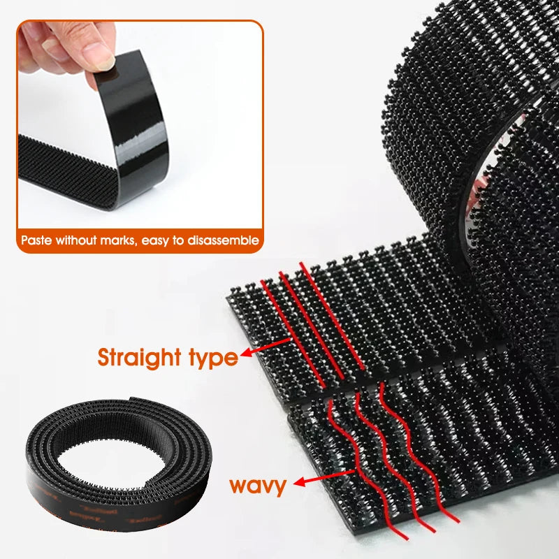 Double Sided Adhesive Mushroom Reclosable Fastener Black& Transparent