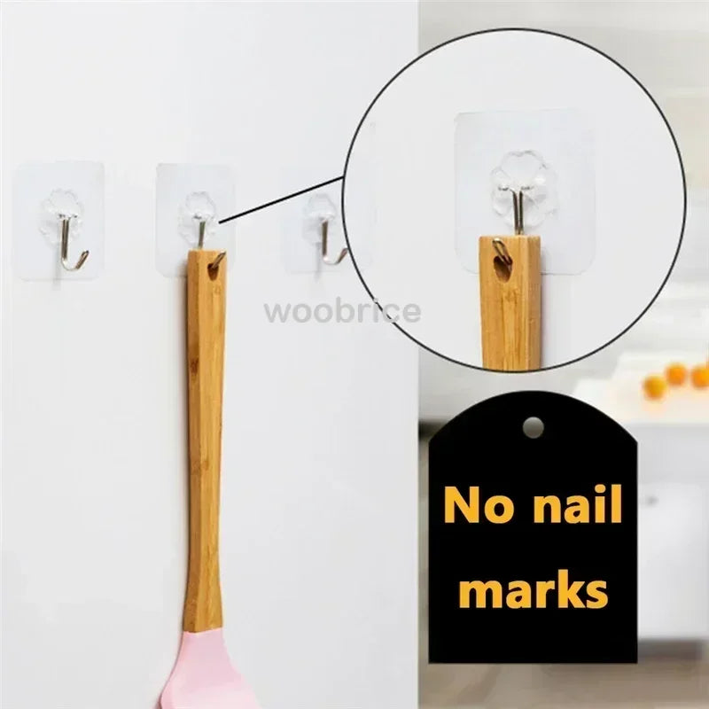 100Pcs Transparent Self Adhesive Wall Hooks Multi-Purpose Wall Hook Key Holder Towel Holder For Kitchen Bathroom Accessories Zpaxo