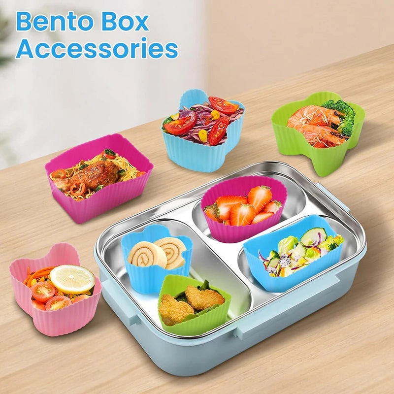 8-Pack Silicone Bento Box Dividers & Mini Baking Molds