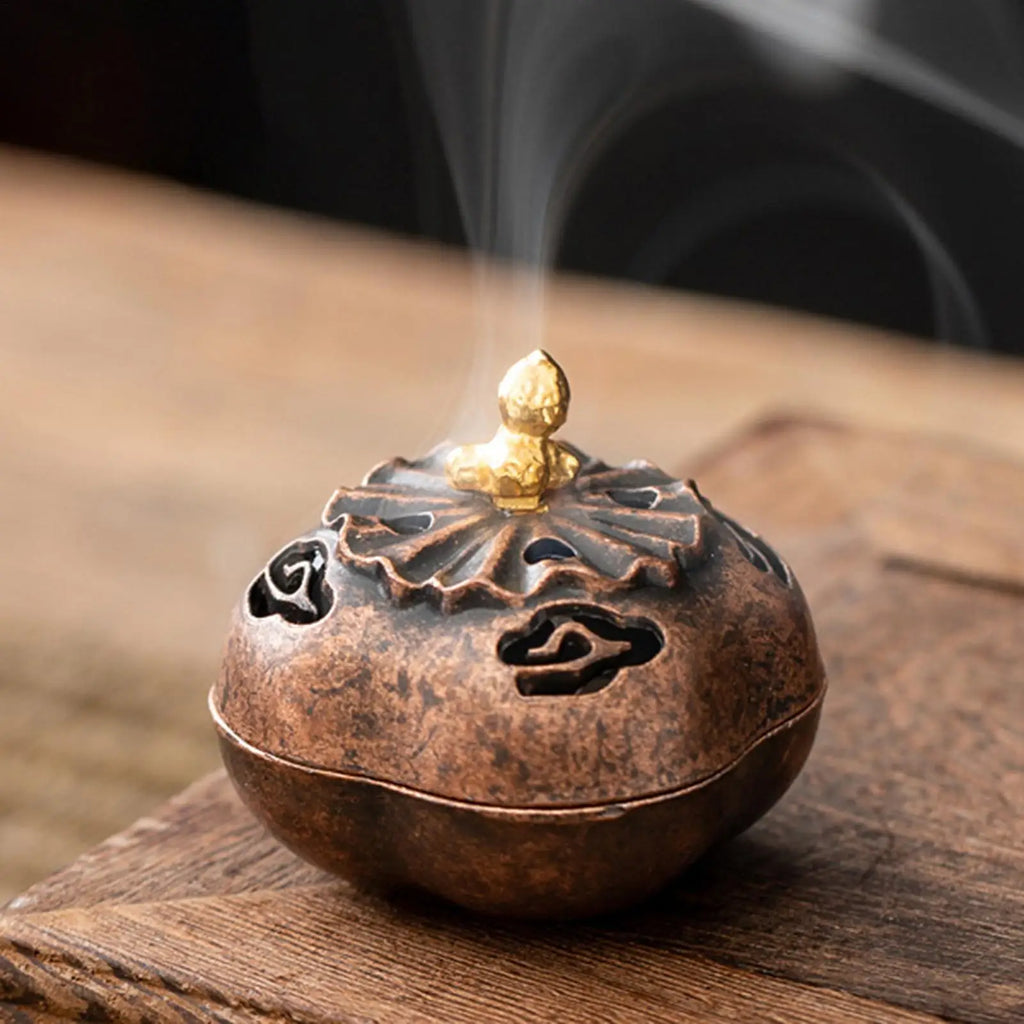 Zinc Alloy Incense Cone Holder Retro Hollow-out Burner Sandalwood