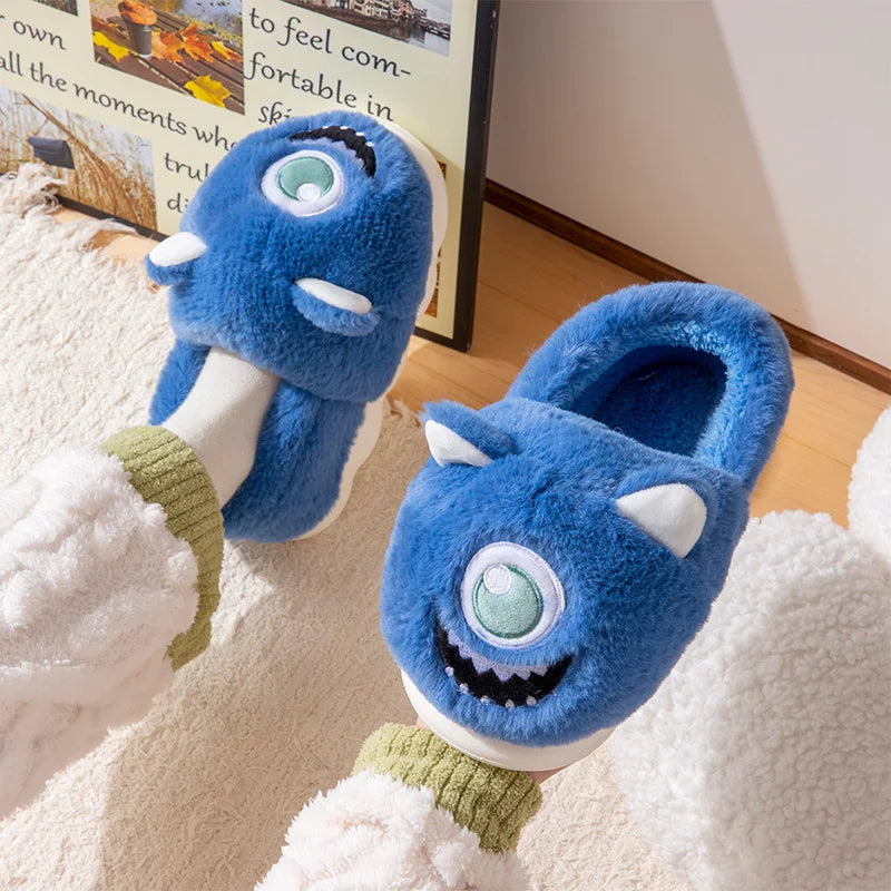 Unisex Winter Cloud Feel Plush Slippers Warm Cartoon Thick Sole