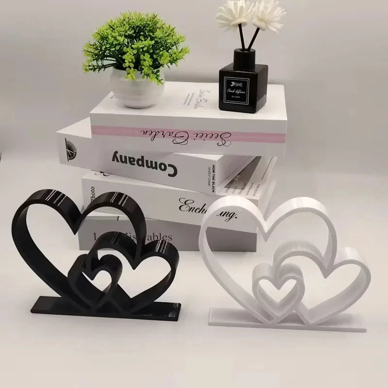 Nordic-Style 3D Heart Ornament, Statue, Minimalist Geometric Desk Decoration, Valentine's Day Gift, Home Decor