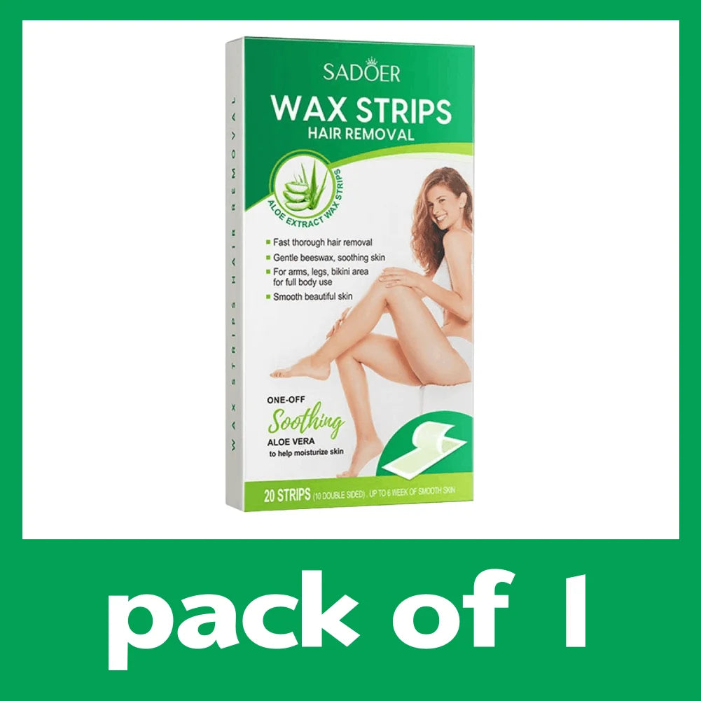 20PCS Aloe Vera Hair Removal Wax Strips – Face, Body & Legs Hair Removal Wax Strips Zpaxo A