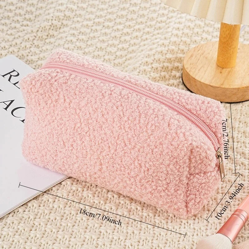 Plush Pencil Case, Makeup Bag, Cute, High Appearance, Large Capacity Pencil Case, Girls' School Students' Stationery Box, Pillow Zpaxo