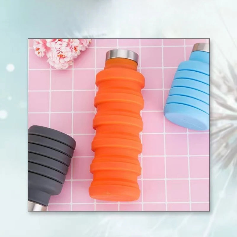 Silicone Folding Sports Water Bottle Portable Outdoor Travel Cup Easy