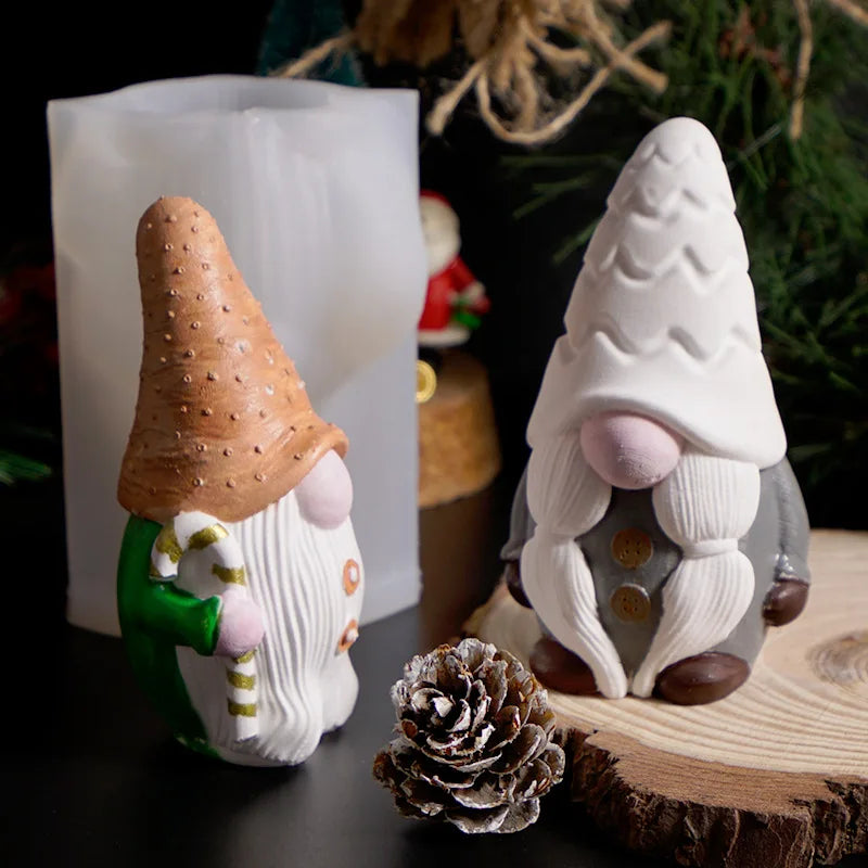 Christmas Gnome Silicone Mold – Santa Figurine & Candle Mold