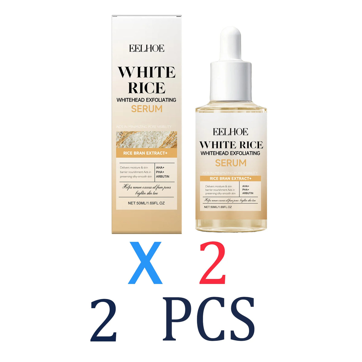 Rice Exfoliating Serum Gentle Facial Body Polish for Smooth Skin Natural Brightening Essence Lightweight Non-Comedogenic Formula Zpaxo 2 Pcs