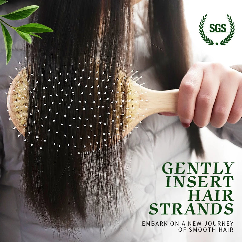 Boomslife Custom Name Boar Bristle Hair Brush Mix Nylon Oak Wood Comb for Hair Women Scalp Massage Detangling HairBrush Barber Zpaxo