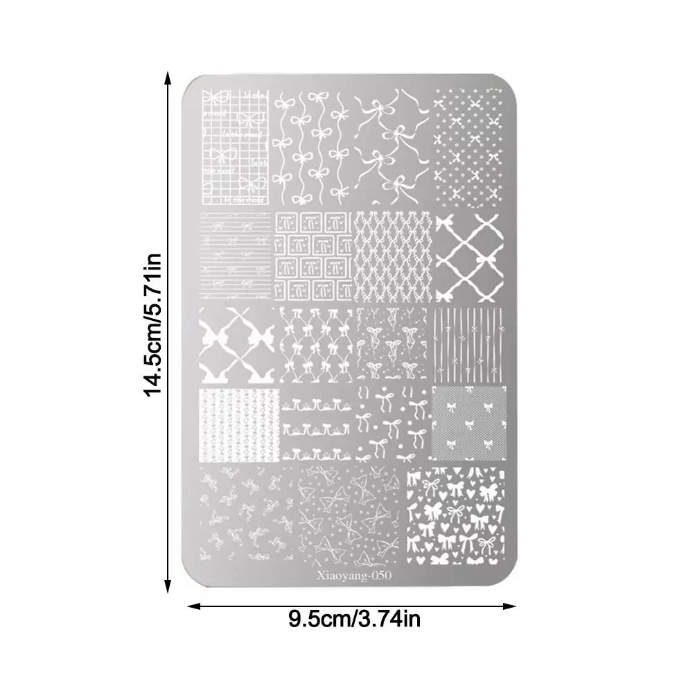 Bowknot Patterns Nail Art Stamping Plates Kawaii Bow Image High-Precision Nail Art Stencil Stainless Steel DIY Printing Zpaxo