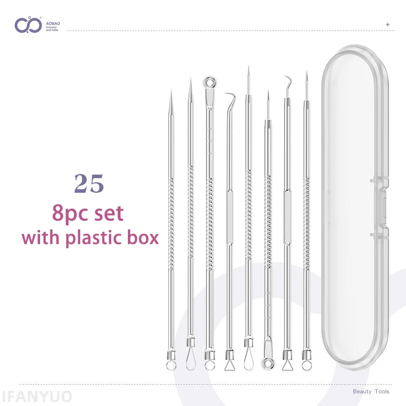 8/5/4PCS Hair Tweezers Acne Blackhead Removal Needles Kit Black Dots Cleaner Pore Cleaner Deep Cleansing Face Skin Care Tools Zpaxo 25