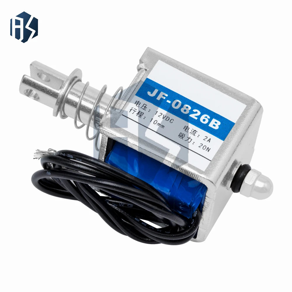 JF-0826B Open Frame Push-Pull Solenoid – 10mm Stroke 20N Force, 6V/12V/24V DC Multi-Voltage for Industrial Applications Zpaxo