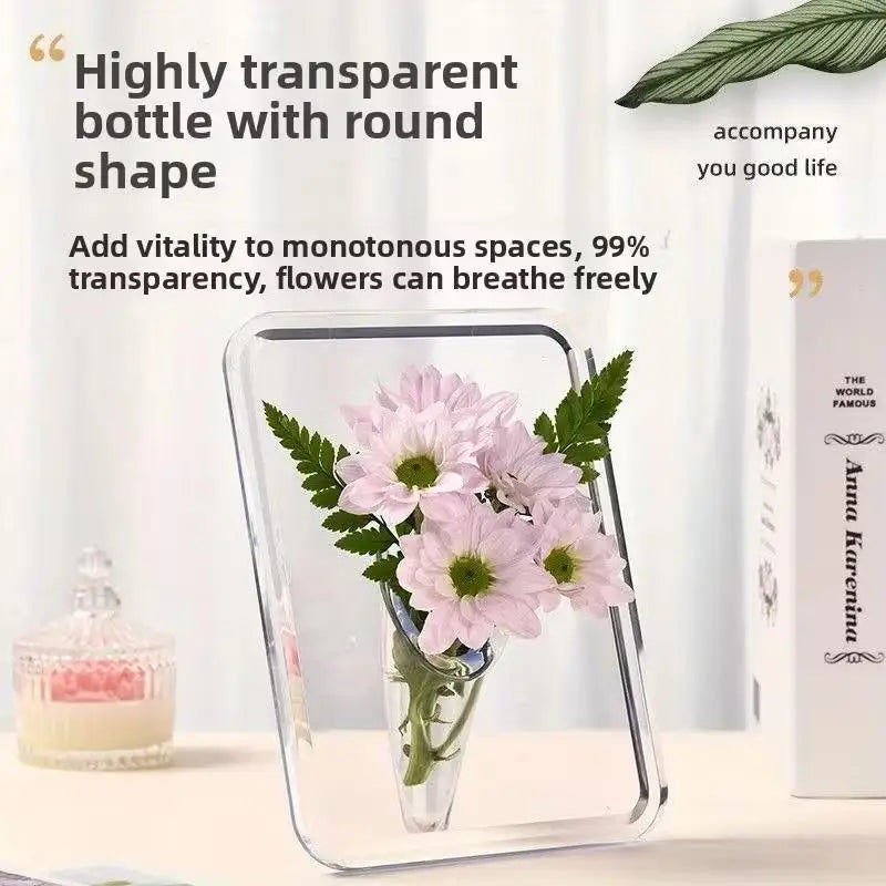 1pcs Elegant Acrylic Vase with Flowers – Modern Clear Frame for Bedroom, Living Room & Home Decor Zpaxo