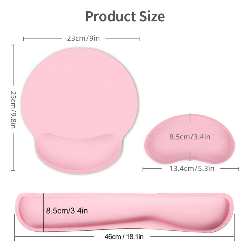 Ergonomic Memory Foam Wrist Support Set Keyboard Wrist Rest Mouse Wrist Rest Mouse Pad Set with Fabric Anti-slip Rubber Base Zpaxo