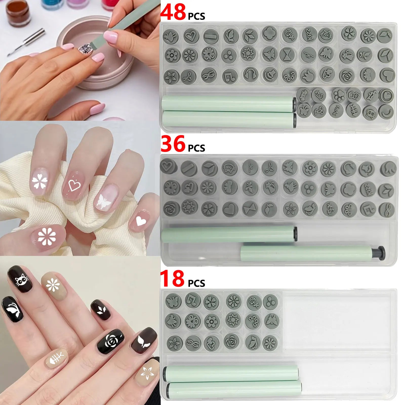 18/36/48PCS Nail Art Stamp Pen Set for DIY Design, Nail Graffiti Nail Art Dotting Tools with Simple Design Zpaxo
