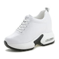 White Perforated Leather Wedge Sneakers Women Lace Up Design Round Zpaxo 139 White 35 China Mainland