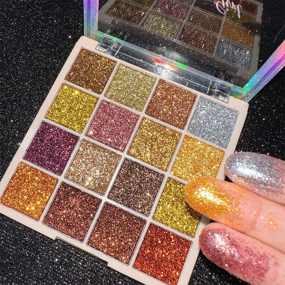 16 Pearlescent Eyeshadow Palette Eye Shadow Matte Glitter Multicolor Zpaxo