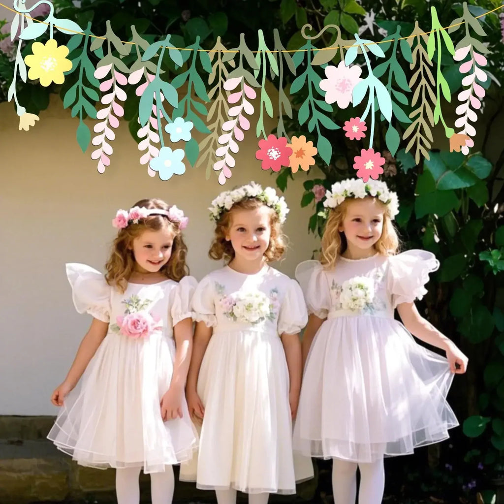 Spring Floral Birthday Banner Hanging Flower Garland Party Supplies