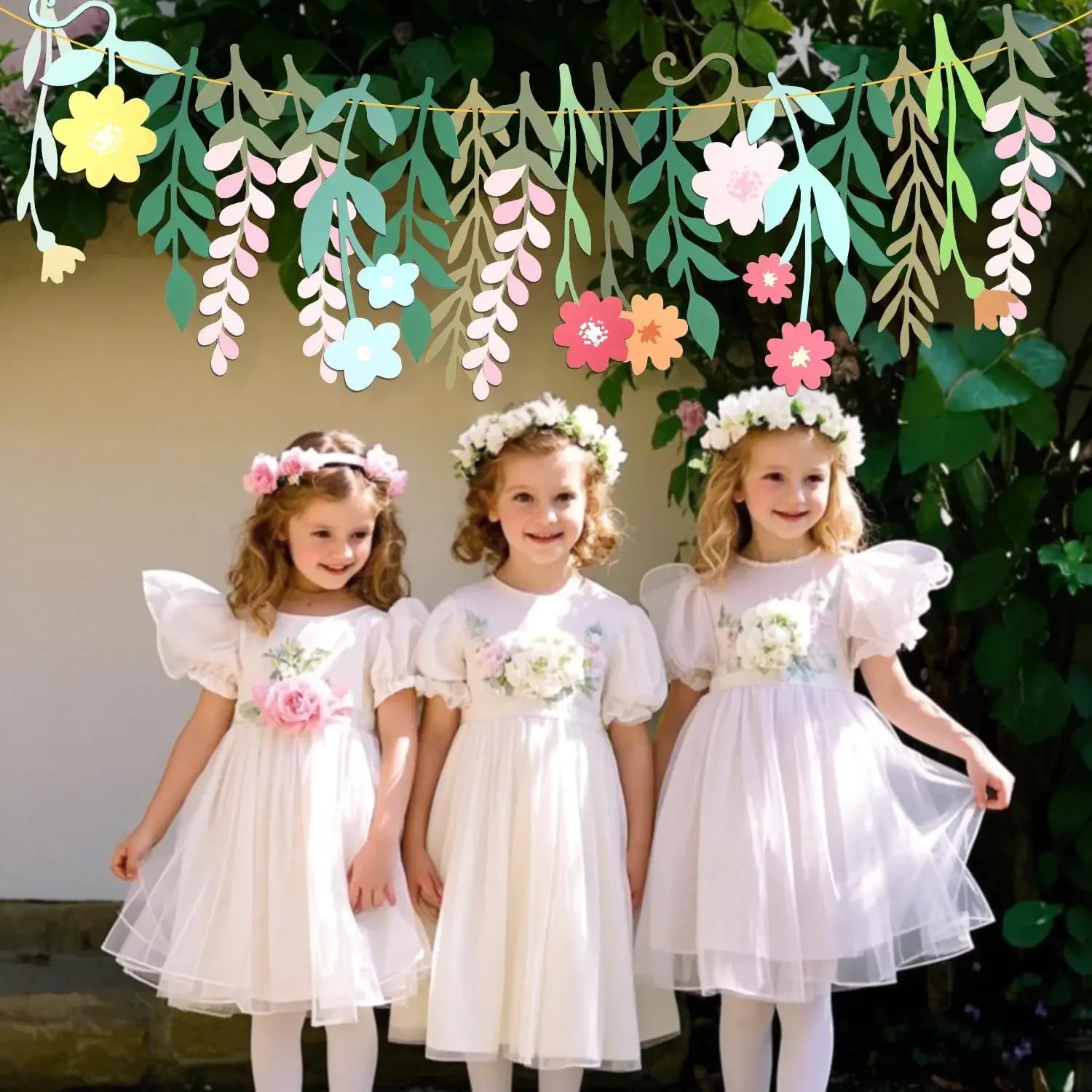 Spring Floral Birthday Banner Hanging Flower Garland Party Supplies