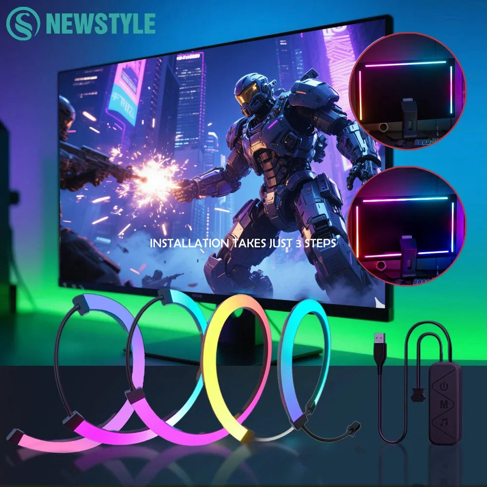 RGB Gaming Sync Light Strip Computer Monitor Light LED Backlight Color Music Sync DIY Display APP Control Atmosphere Decor Lamp Zpaxo