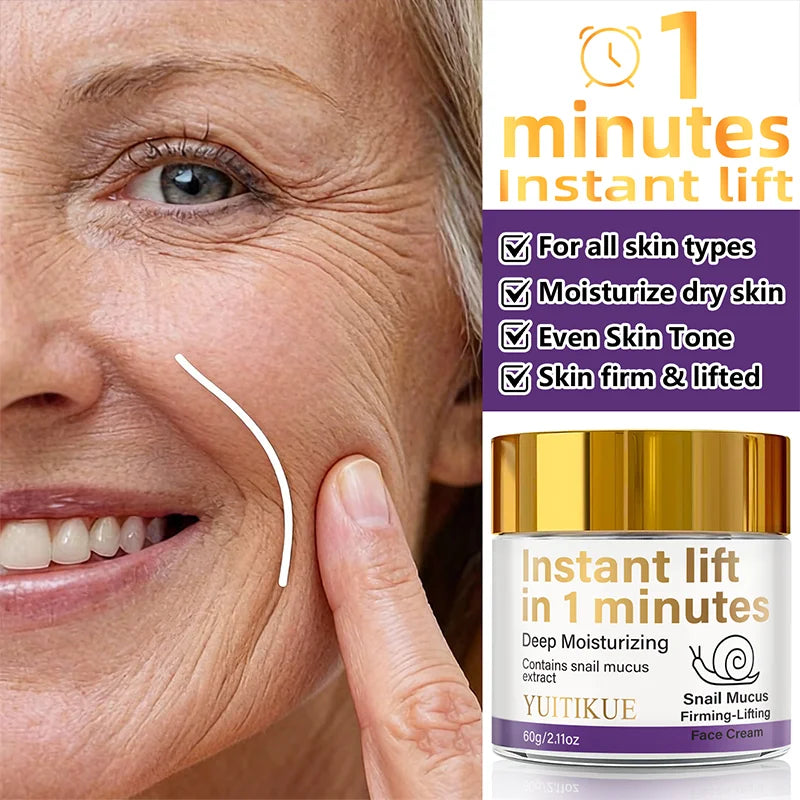 YUITIKUE Snail Mucin Instant Lift Face Cream 60g | Firm & Glow Face Moisturizer Cream Zpaxo