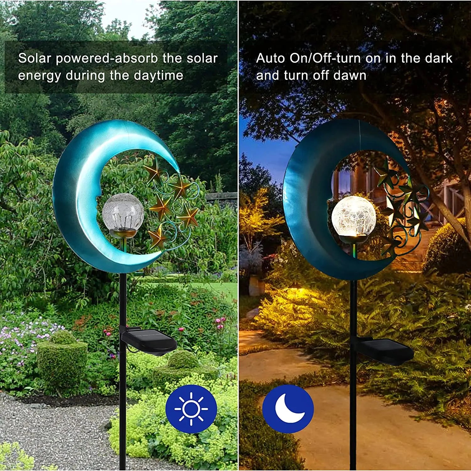 Blue Moon Solar Lighs Outdoor Powered Landscape Light Stars Ramadan Zpaxo