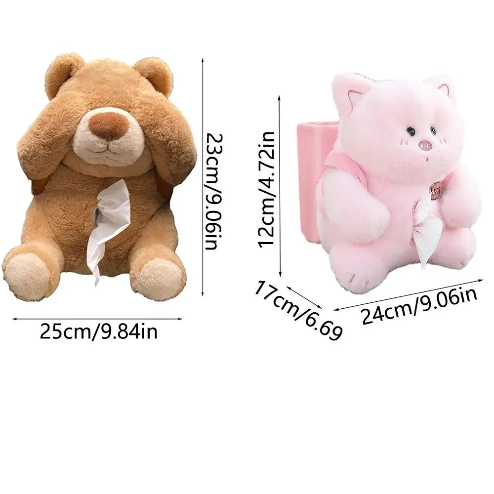 Eye-covering Bear 2-in-1 Car Tissue Box Removable Space Saving Cute Zpaxo