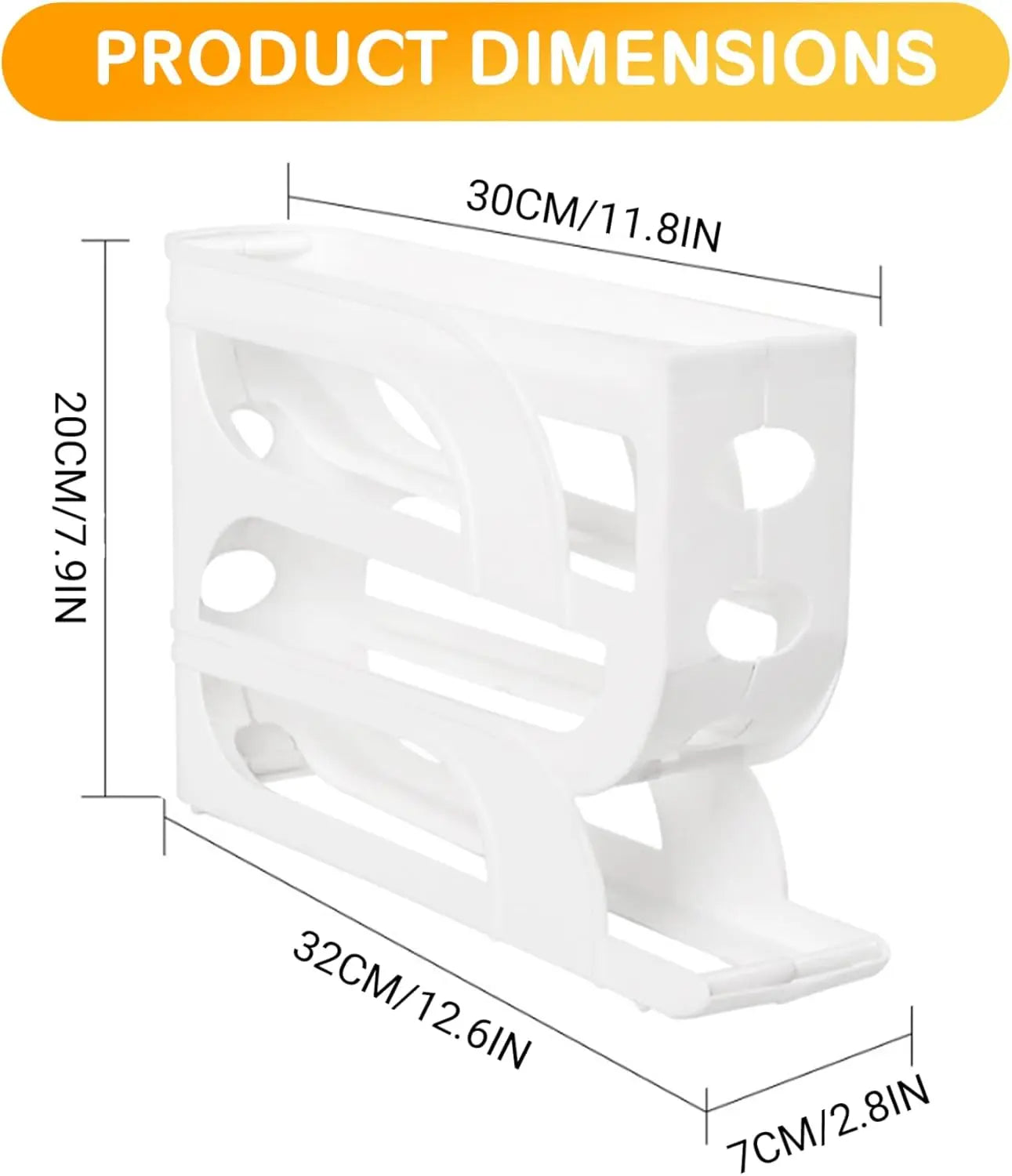4-Tier Rolling Egg Holder – 18-Egg Auto-Feed Fridge Organizer