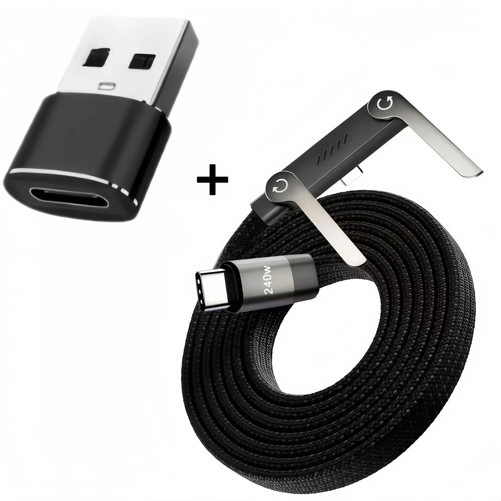 Foldable Charging Cable Integrated Stand Fast Phone Tablet 240W