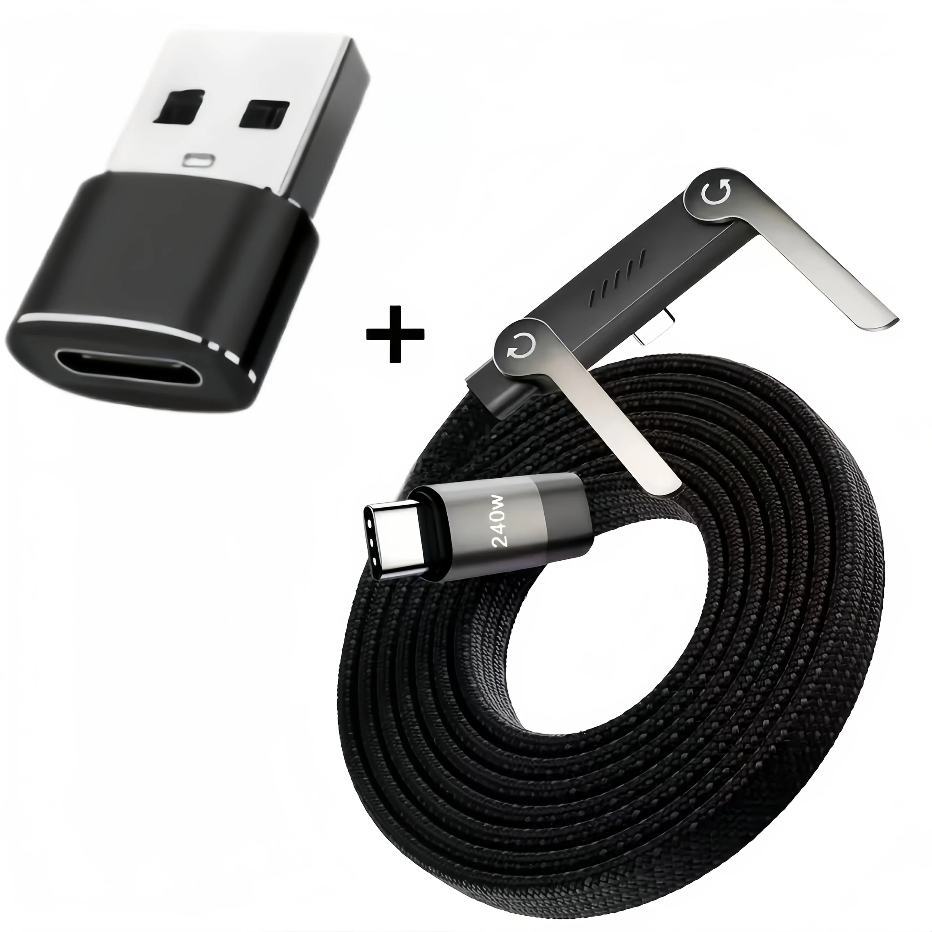 Foldable Charging Cable Integrated Stand Fast Phone Tablet 240W