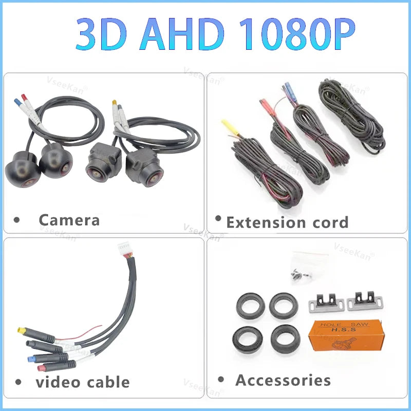 Auto Motor Vehicle Motorcar 360 Degree Panoramic Camera AHD 1080P 3D