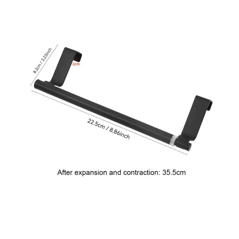 1Pcs Stainless Steel Extendable Over Door Towel Rack Organizer For Bathroom Kitchen Cabinet Adjustable Hanging Storage Bar Zpaxo S Black