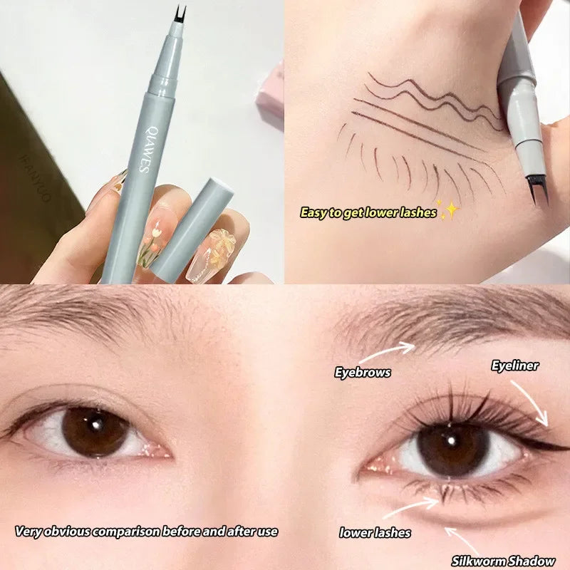 Double Forked Tip Lower Lash Pen Ultra-thin 2 Fork Liquid Eyeliner Zpaxo