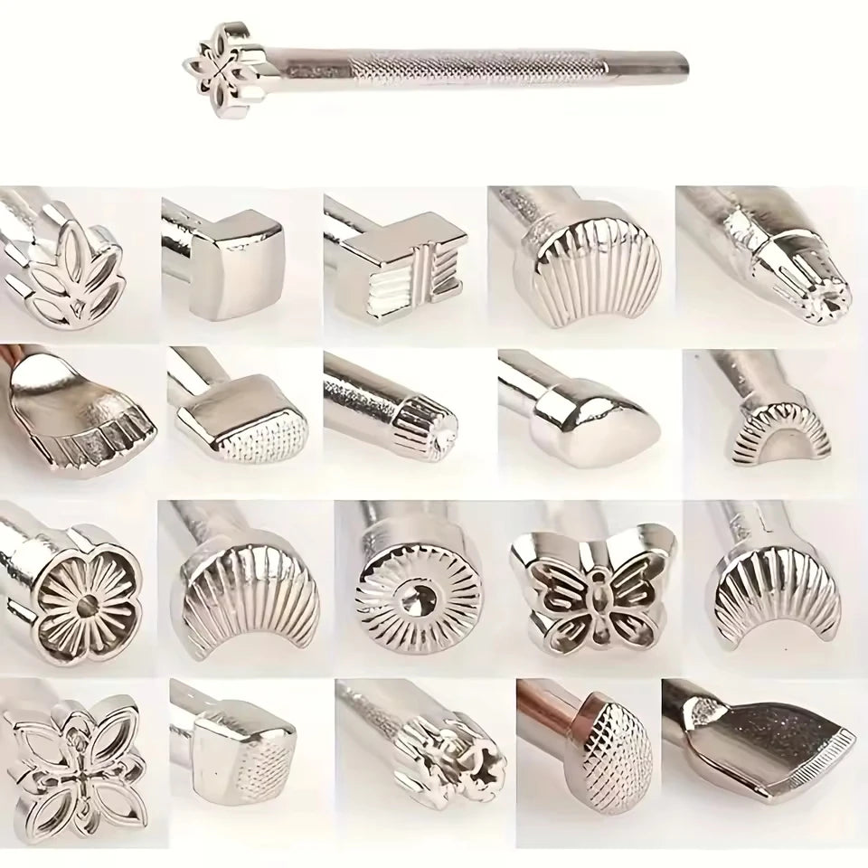 Craftsmanship DIY Leather Tools Leather Carving Printing Tools 20 piece set Printing Punching Leather Leather Bag Carving Knocki Zpaxo
