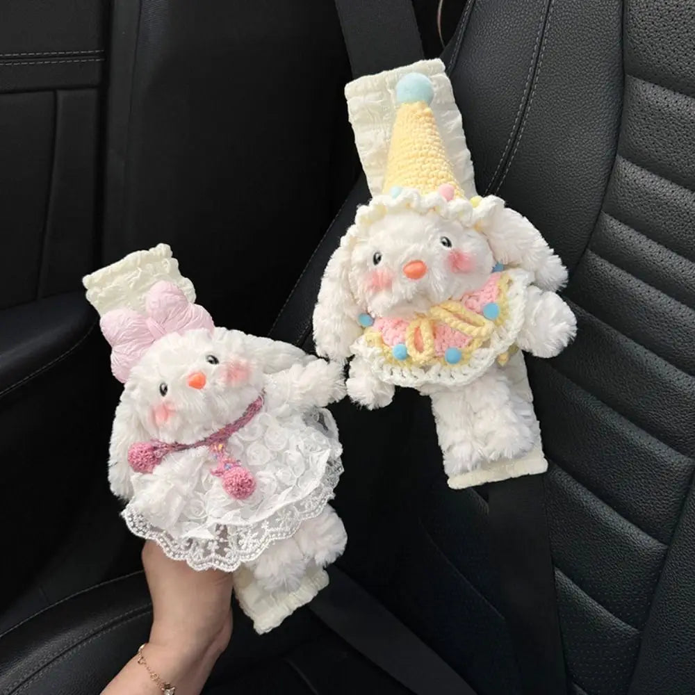 Cartoon Car Seat Belt Cover Long-eared Rabbit Anti Slip Shoulder Zpaxo