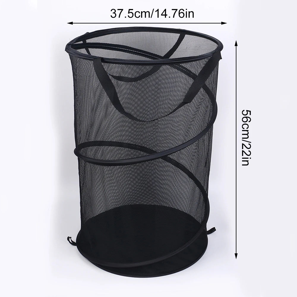 Mesh Collapsible Laundry Basket Foldable Large Clothes Hamper with Handles for Laundry Room Bathroom Black Zpaxo