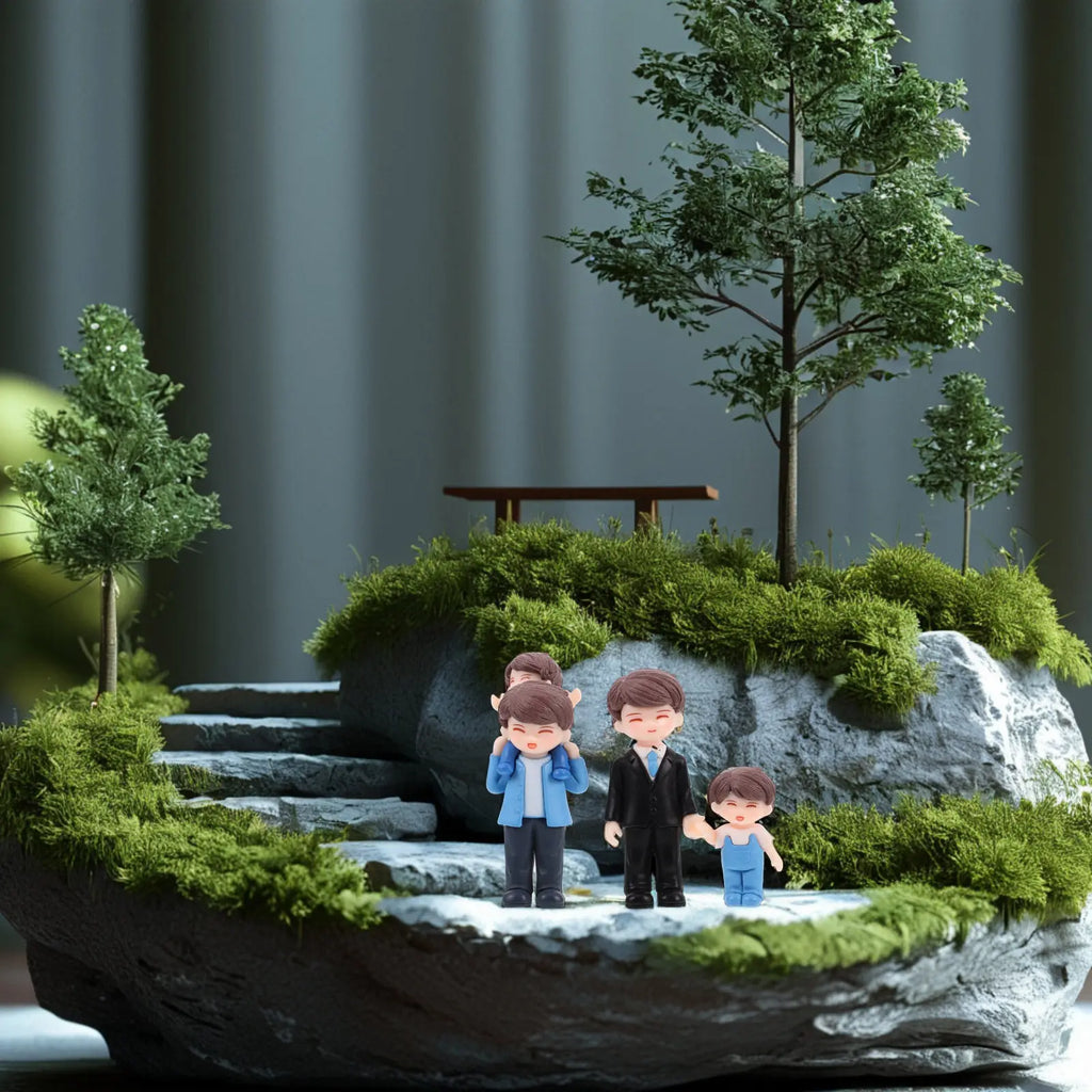 Resin Father Child Decoration Mini Sculpture Desktop Shelf Living