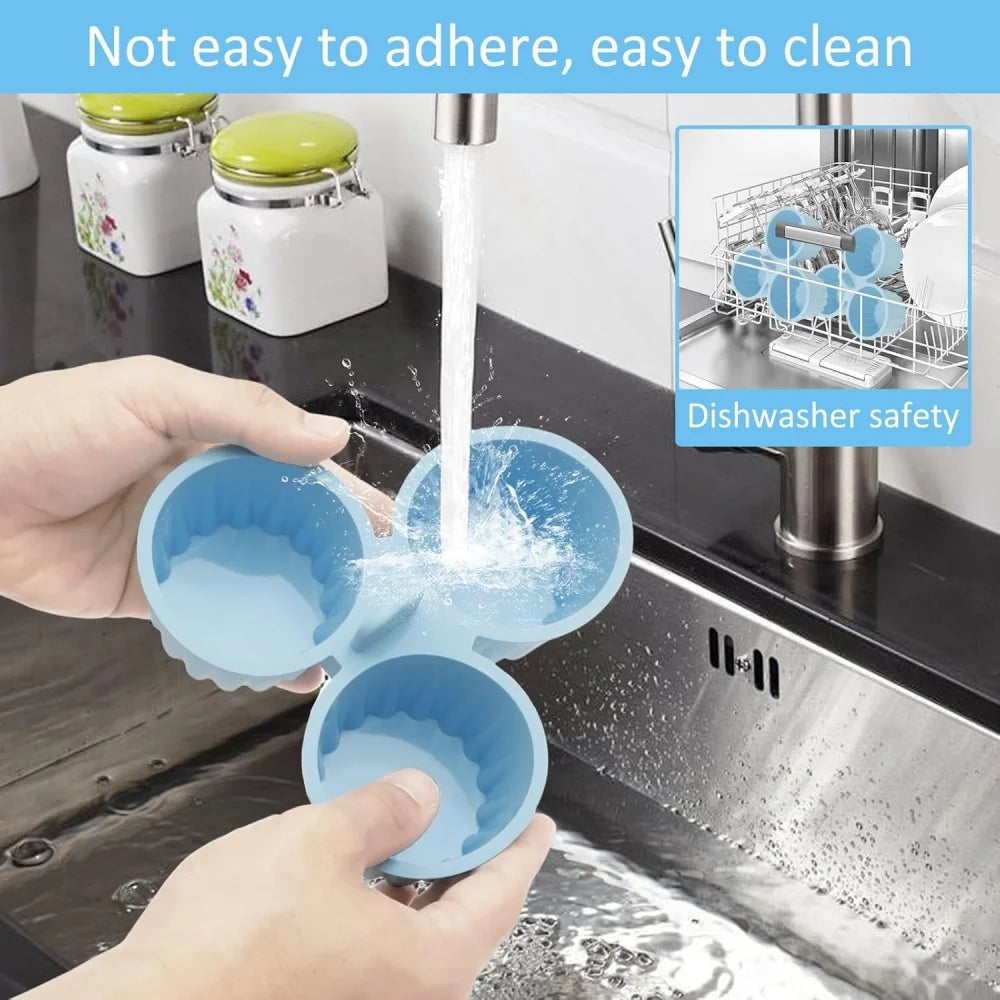 Silicone Air Fryer Egg Mold Easy Clean 3 Grids Cooking Bowl Durable Zpaxo