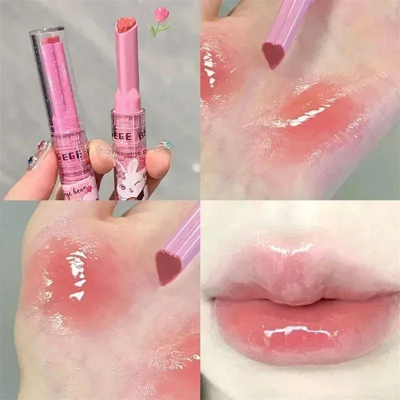 Pink Rabbit Solid Lip Gloss Love Shape Jelly Lipstick Long Lasting