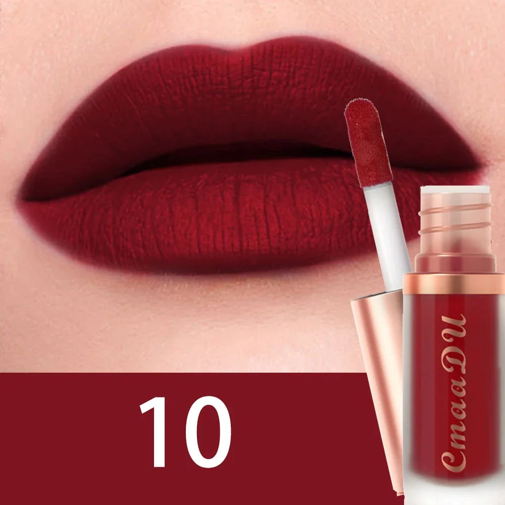 Dark Red Matte Velvet Lip Gloss Nude Brown Lip Glaze Lasting Moisturizing Non-stick Cup Fading Waterproof Liquid Lipstick Makeup Zpaxo 10