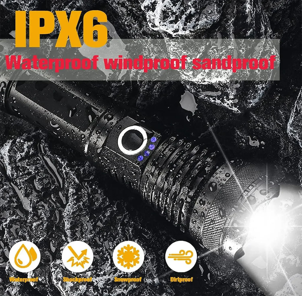 ESMARTER XHP90 LED Tactical Flashlight – Rechargeable & Waterproof