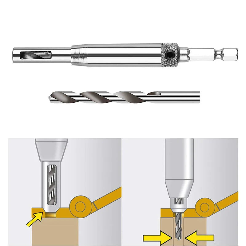 HSS Self Centering Hinge Drill Bit Positioning Hole Punching Set Door Window Cabinet Woodworking Hole Puncher Drill Bits Set Zpaxo