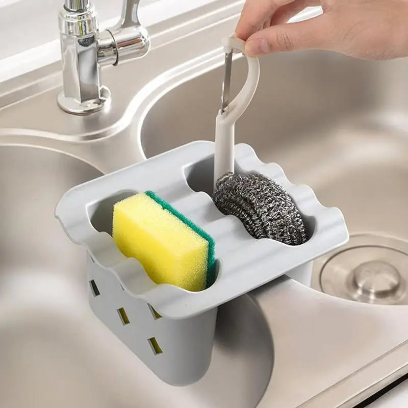 Double Sink Draining Hanging Bag Adjustable Press Faucet Shelf Sponge