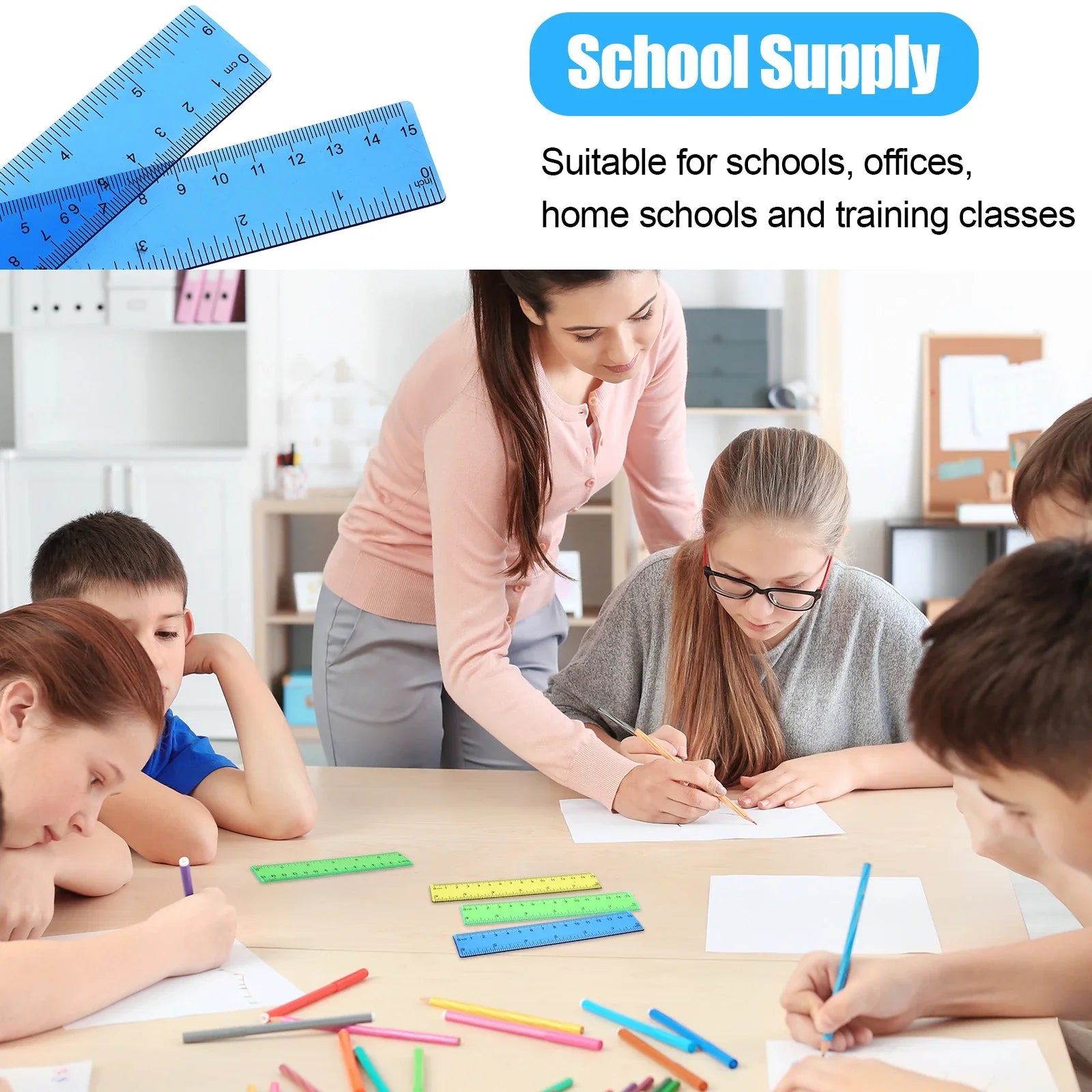 24PCS Colorful Ruler Clear Plastic Rulers Clear Assorted Kids Measuring Straight Ruler With Inches Centimeters Millimeter Bulk B Zpaxo