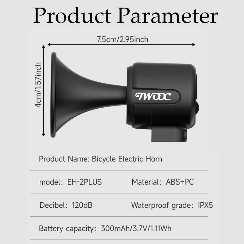 120db Loud Electric Bicycle Horn Bike Bell Scooter Rechargeable Warning Sound Horns With Warning Sound For Kids Scooters Bikes Zpaxo