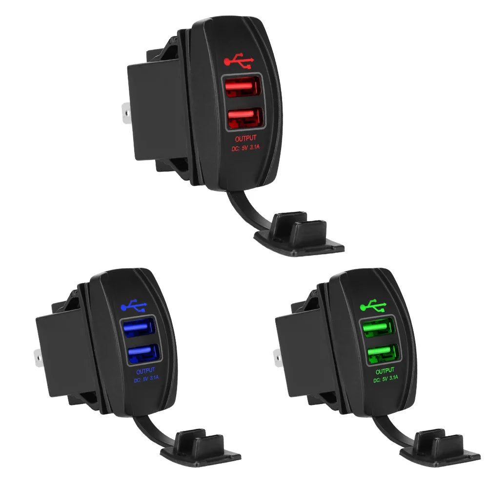Car Charger Auto Adapter Dual USB Ports Dustproof Phone 5V 3 1A LED