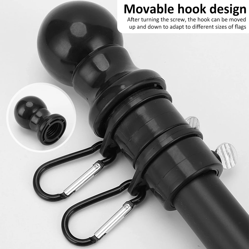 1.8M Telescopic Flag Pole with Tangle-free 360 Rotating Rings Stainless Steel Guide Banner Flag Pole Wall Mount for Garden Yards Zpaxo